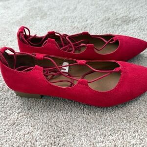 Red Tie Up Flats